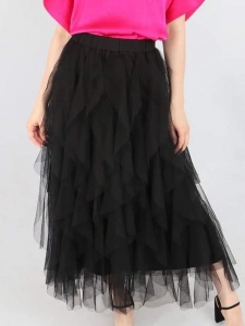 Frill Tulle Skirt - Black